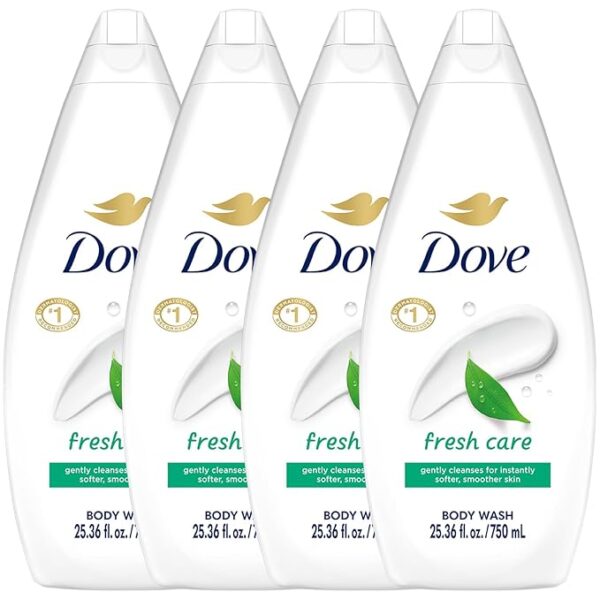 Dove Body Wash, Fresh Care, Value-Size 4-Pack – Soothing Moisturizing Cleanser for Soft Skin