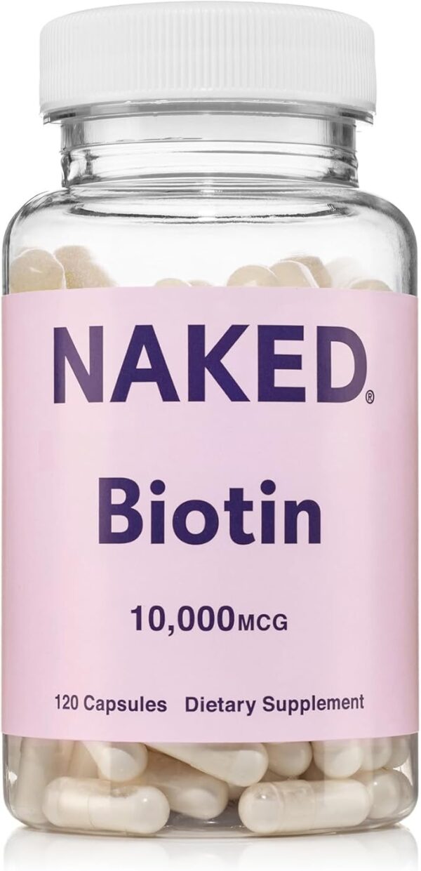 Naked Biotin 10,000mcg - Max Strength Vitamin B7 Supplement for Healthy Hair, Skin & Nails