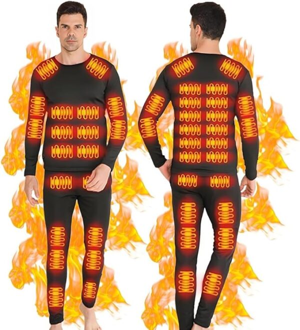 Heated Thermal Underwear Set - Men & Women, USB 42 Zone Intelligent Heated Top and Pants