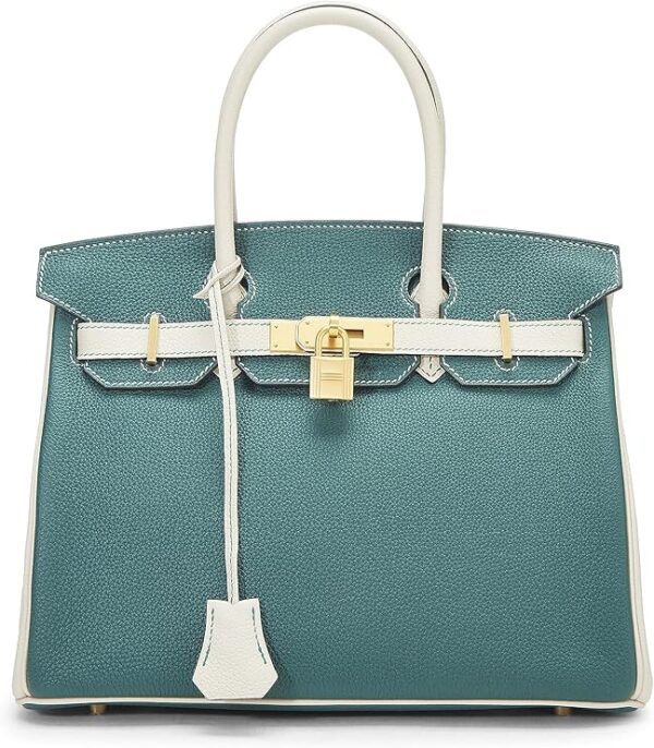 Hermès, Pre-Loved Malachite & Nata Clemence Horseshoe Birkin 30, Malachite